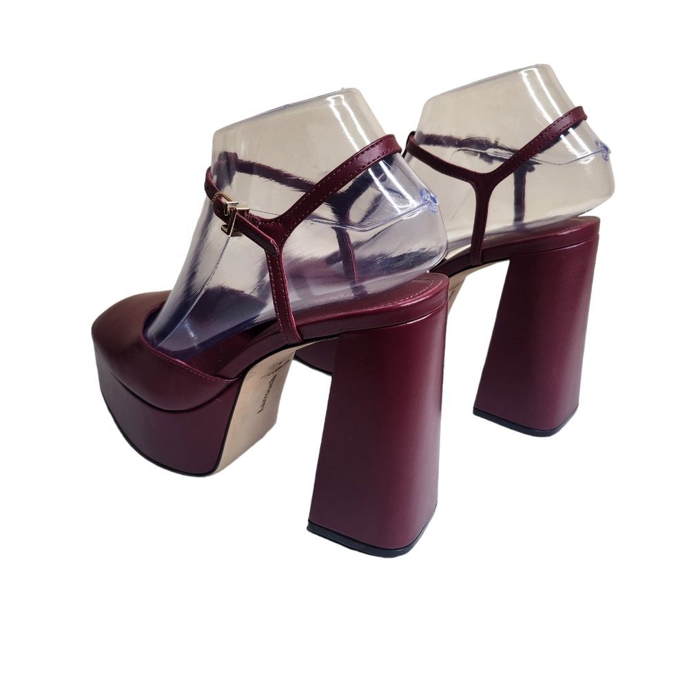 NWOB Larroude Pixie women's wine red leather platform chunky heel sandals Sz 7 - Picture 7 of 11